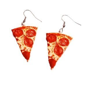 Realist Funny‎ Pepperoni Pizza Acrylic Dangle Womens Earrings